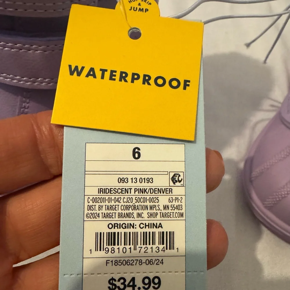 NWT Cat & Jack Iredescent Pink Snow Boots with Faux Fur Trim Sz 6T - Picture 7 of 9